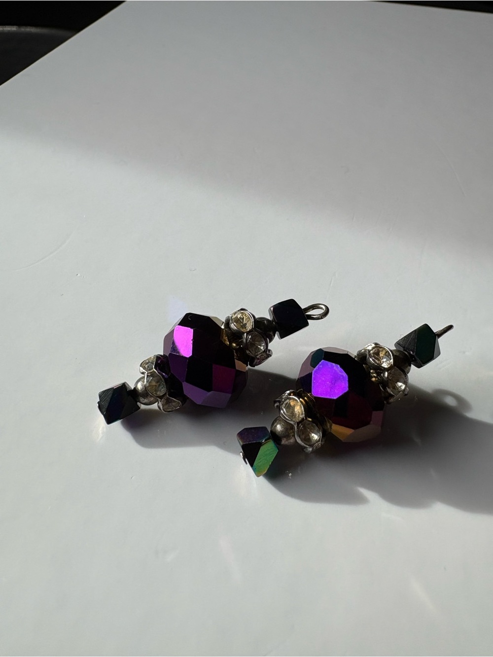 Vintage Jewelry Beads Dangle Embellishments Purple Crystal Lantern Boho